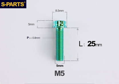 SPARTS M5×6-95mm Standard Head Screw Titanium Bolt for Motorcycle Modification