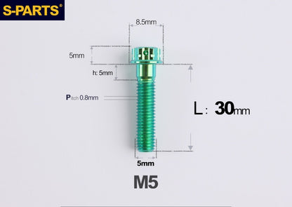 SPARTS M5×6-95mm Standard Head Screw Titanium Bolt for Motorcycle Modification