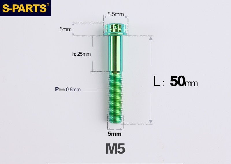 SPARTS M5×6-95mm Standard Head Screw Titanium Bolt for Motorcycle Modification