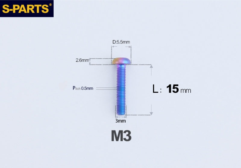 S-PARTS M3 A2 Truss Head Titanium Bolts for Bicycle Brakes & Components (L6-L15)