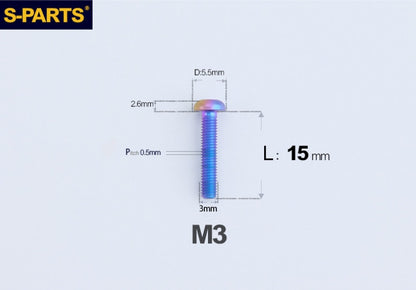 S-PARTS M3 A2 Truss Head Titanium Bolts for Bicycle Brakes & Components (L6-L15)