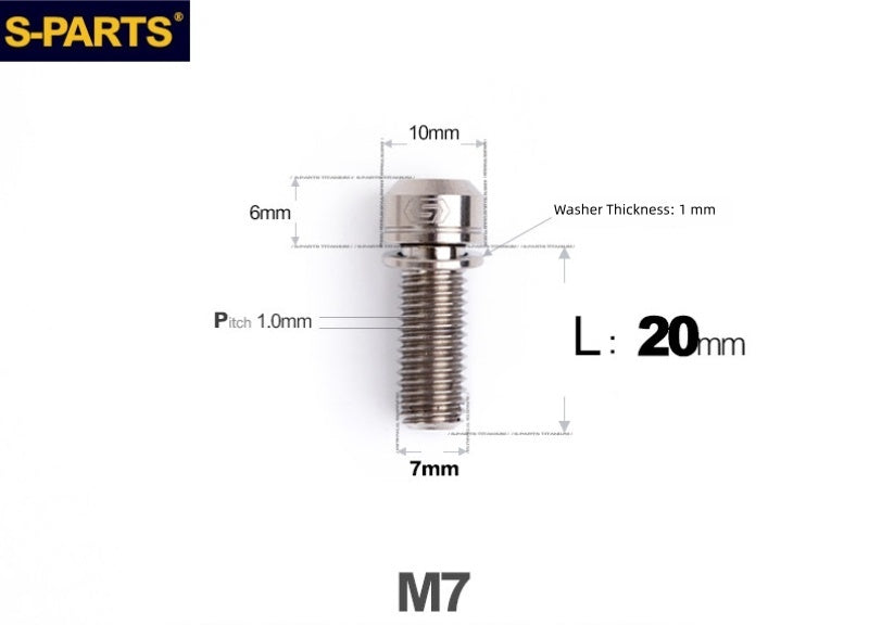 SPARTS A2 Series M7x20mm Titanium Bolt