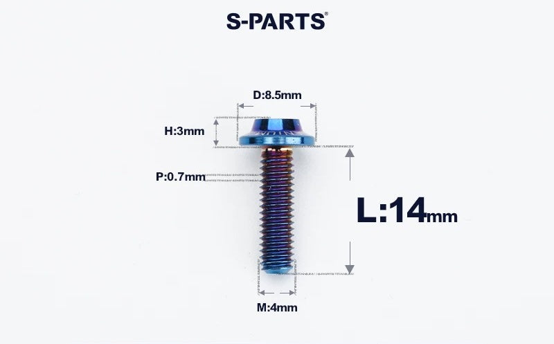 SPARTS M4✖️6–30mm D8.5 Titanium Torx Flanged Button Head Bolts