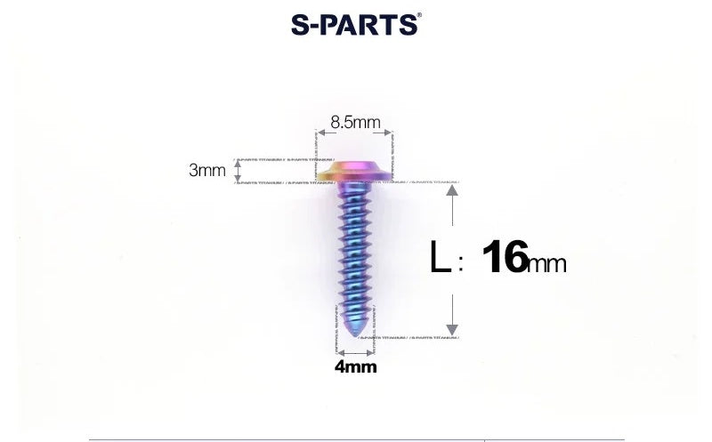 SPARTS M4 D8.5 Titanium Truss Head Self-Tapping Screws for Motorcycles