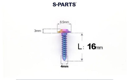 SPARTS M4 D8.5 Titanium Truss Head Self-Tapping Screws for Motorcycles