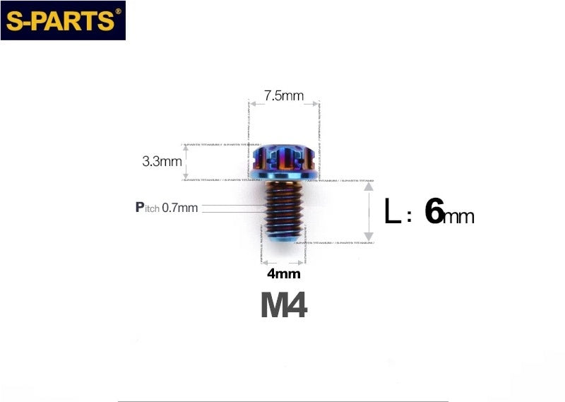 SPARTS M4 ×6 –50mm Titanium Torx Flange Head Bolts