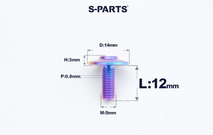 SPARTS A3 M5×L12-20  D14 Titanium Button Head Bolts for Motorcycle Upgrades
