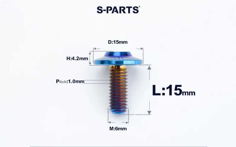 SPARTS M6×8–45mm D15 Titanium Button Head Bolts for Motorcycles