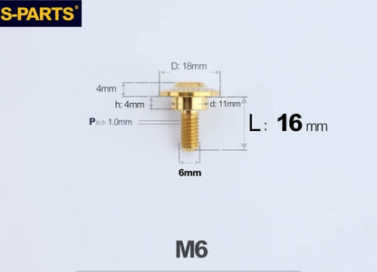 SPARTS M6 Titanium Shoulder Bolts for Motorcycle Brake Discs