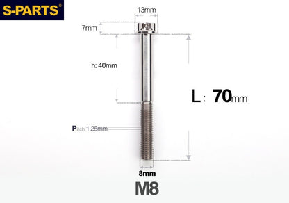 SPARTS M8 A3 Titanium Bolts TC4 Standard Head Fasteners