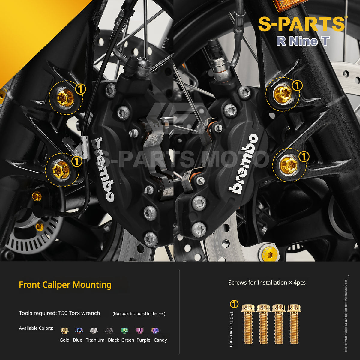 S-PARTS Premium Titanium Braking & Handling Upgrade Kit for BMW R nineT
