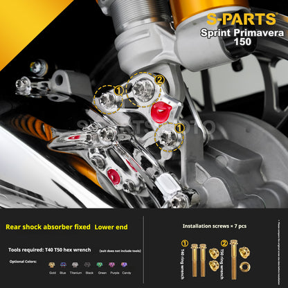 SPARTS Titanium Screw Set for Vespa Sprint/Primavera 150 – Custom Candy Color & CNC Titanium Upgrade Kit