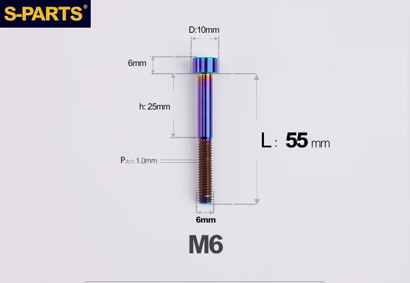 SPARTS M6×30–70mm Titanium Socket Head Cap Screws for Motorcycles