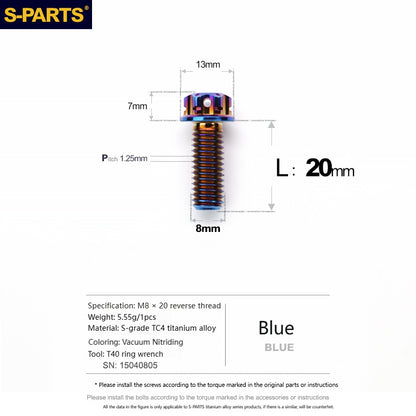 SPARTS Titanium MirrorMotorcycle Rearview Mirror Bolts· M8/M10