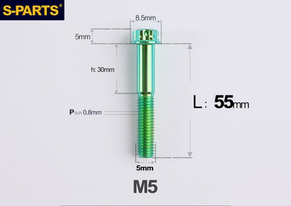 SPARTS M5×6-95mm Standard Head Screw Titanium Bolt for Motorcycle Modification