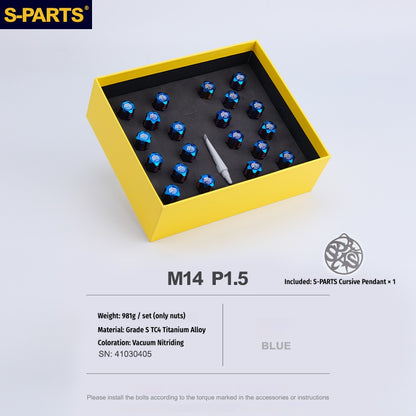 S-PARTS Titanium M14 Car Wheel Lug Nut Set