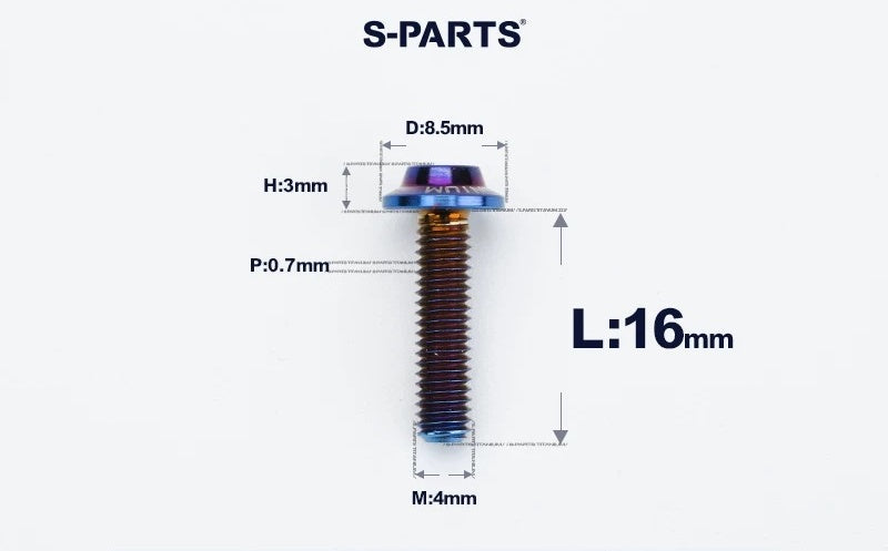 SPARTS M4✖️6–30mm D8.5 Titanium Torx Flanged Button Head Bolts