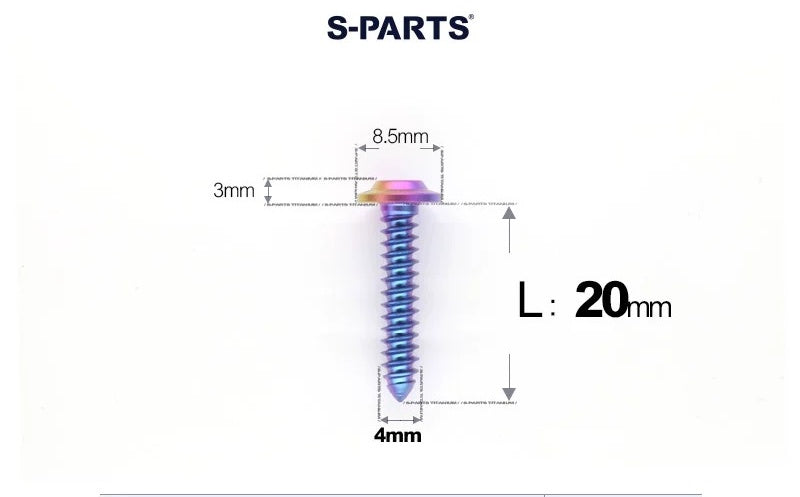 SPARTS M4 D8.5 Titanium Truss Head Self-Tapping Screws for Motorcycles