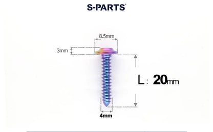SPARTS M4 D8.5 Titanium Truss Head Self-Tapping Screws for Motorcycles