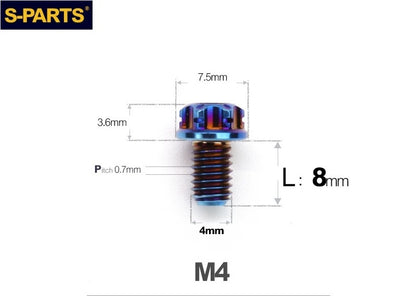 SPARTS M4 ×6 –50mm Titanium Torx Flange Head Bolts