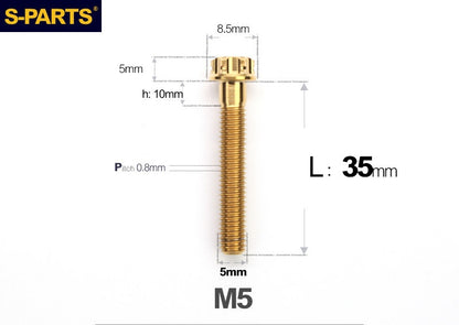 SPARTS M5×6-95mm Standard Head Screw Titanium Bolt for Motorcycle Modification