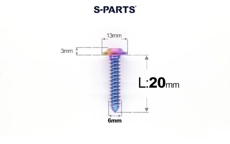 SPARTS M6 Titanium Flanged Button Head Self-Tapping Bolt D13