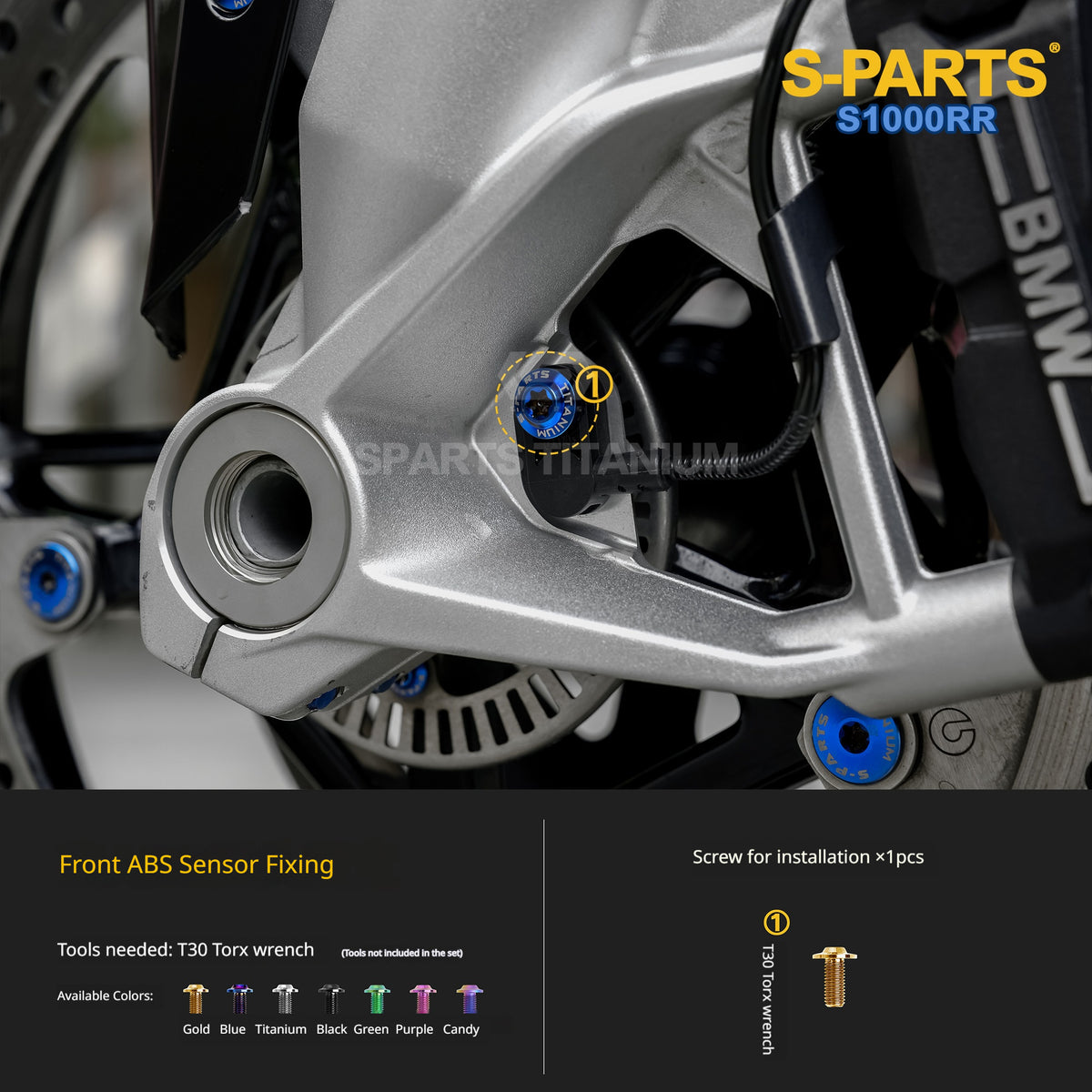 SPARTS Titanium Chassis Bolt Kit Brake Disc Caliper Sprocket Screws for BMW S1000RR