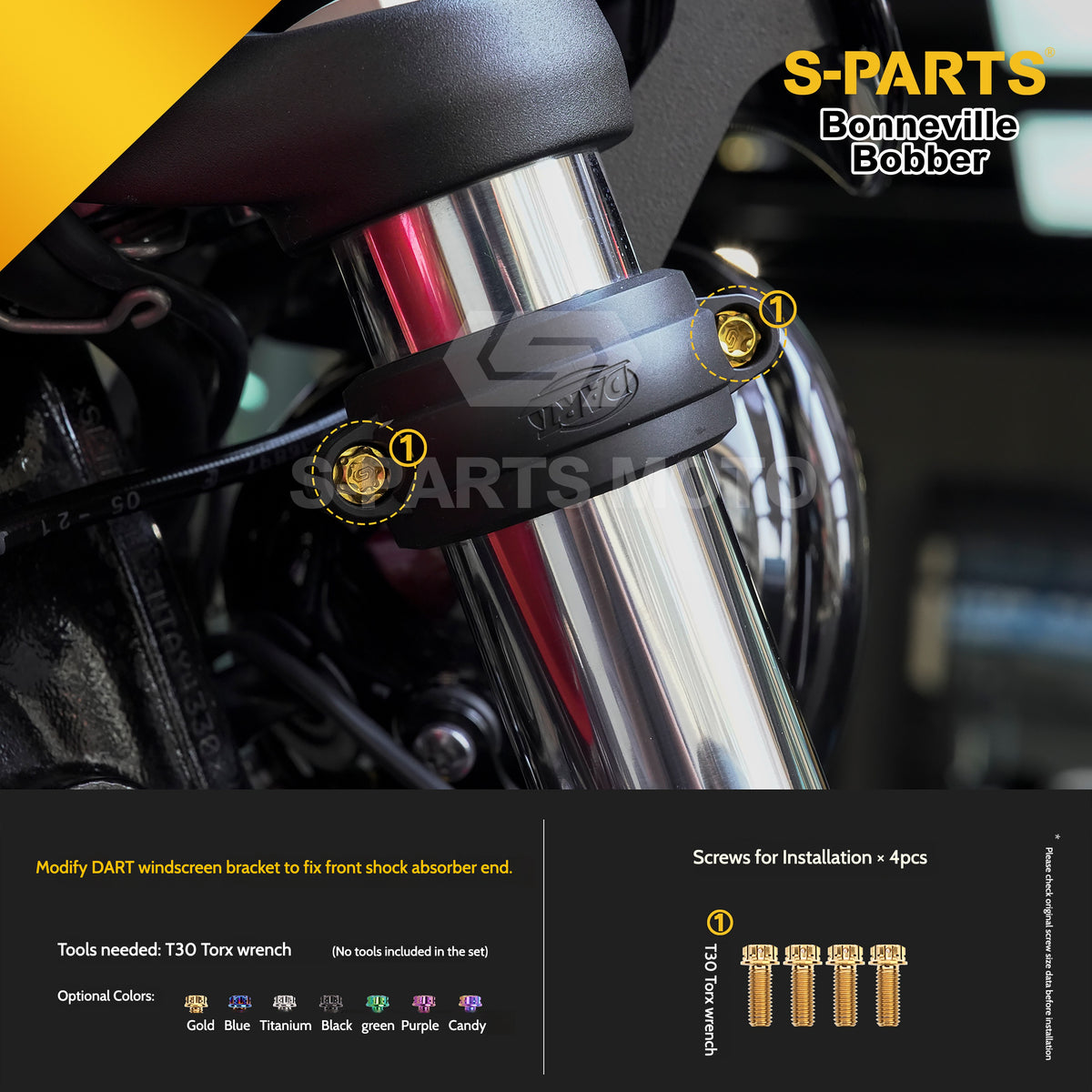 SPARTS Titanium Set Screws for Triumph Bonneville Bobber Motorcycle