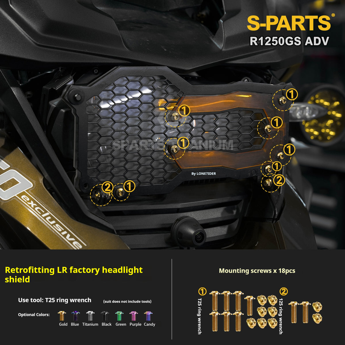 SPARTS Titanium Bolt Kit for BMW R 1250GS ADV – CNC Titanium Upgrade Kit