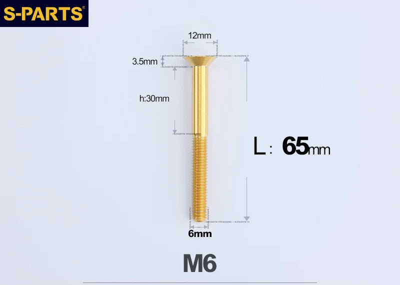 SPARTS M6×10–65mm Titanium Torx Countersunk Bolts for Motorcycle Frames
