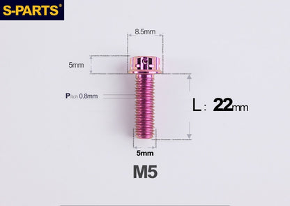 SPARTS M5×6-95mm Standard Head Screw Titanium Bolt for Motorcycle Modification