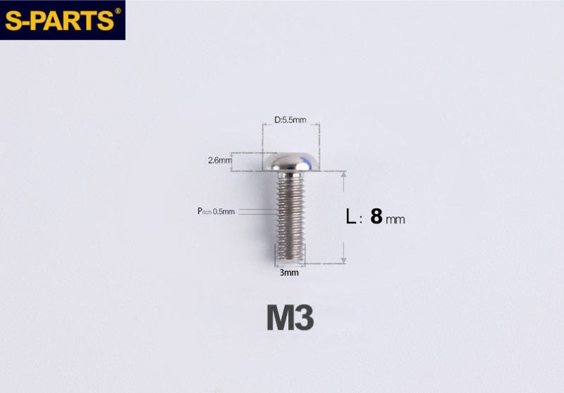 S-PARTS M3 A2 Truss Head Titanium Bolts for Bicycle Brakes & Components (L6-L15)