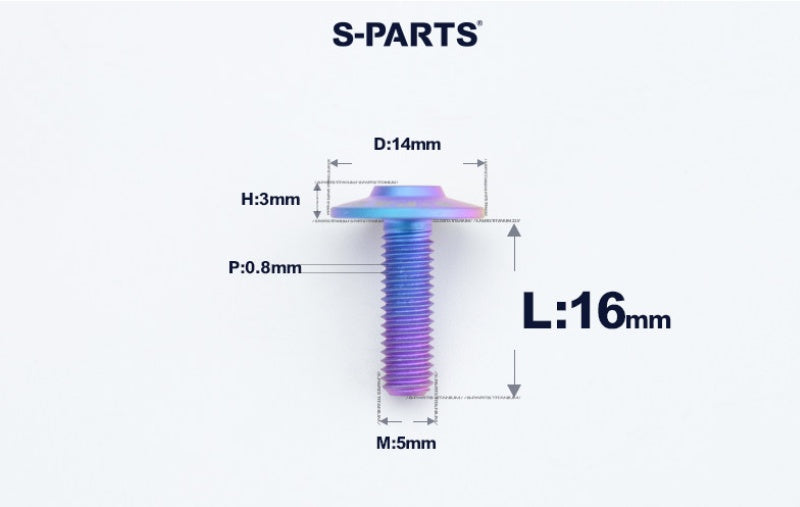 SPARTS A3 M5×L12-20  D14 Titanium Button Head Bolts for Motorcycle Upgrades