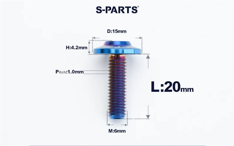 SPARTS M6×8–45mm D15 Titanium Button Head Bolts for Motorcycles