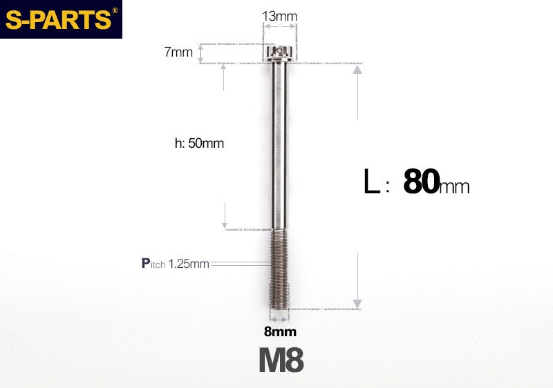 SPARTS M8 A3 Titanium Bolts TC4 Standard Head Fasteners