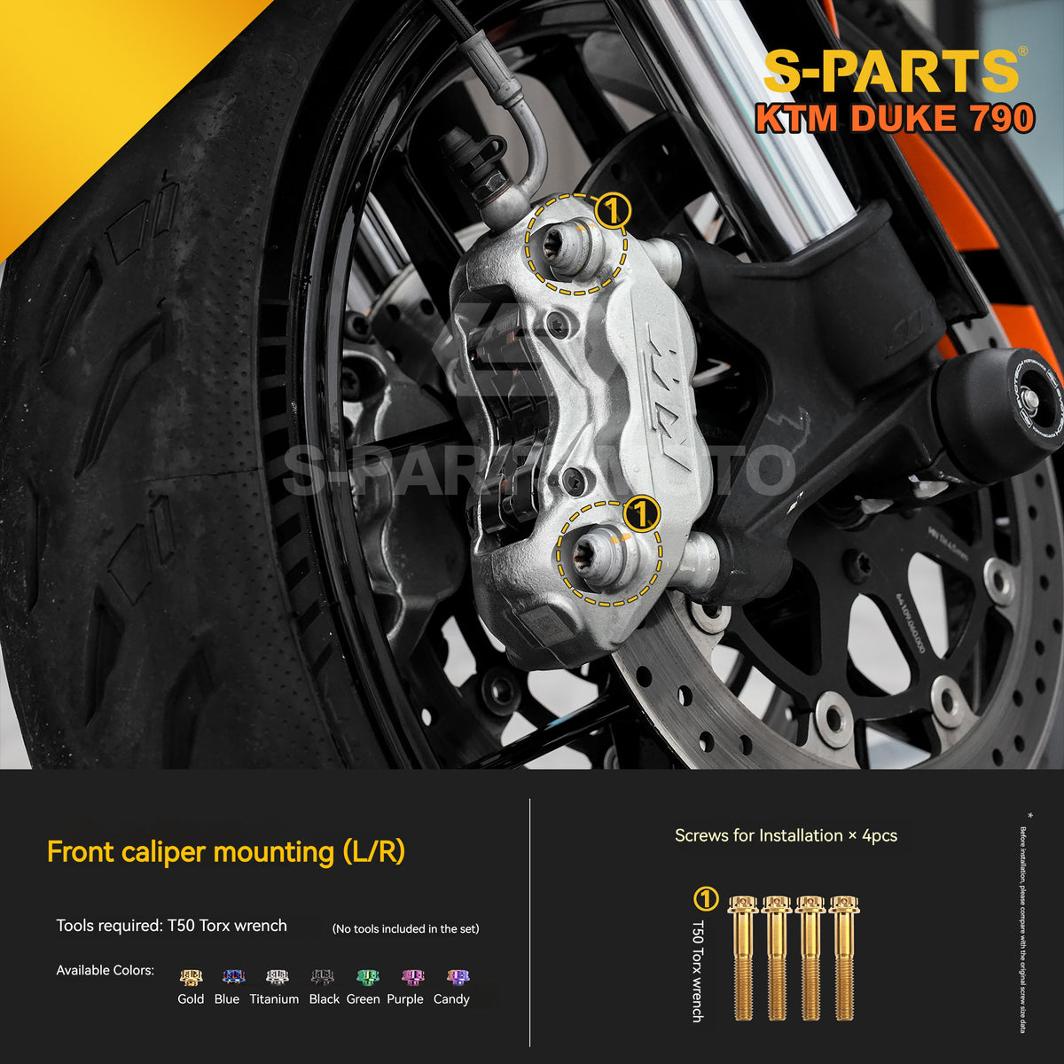 S-parts Titanium Front & Rear Brake / Suspension Bolt Kit for KTM DUKE 790