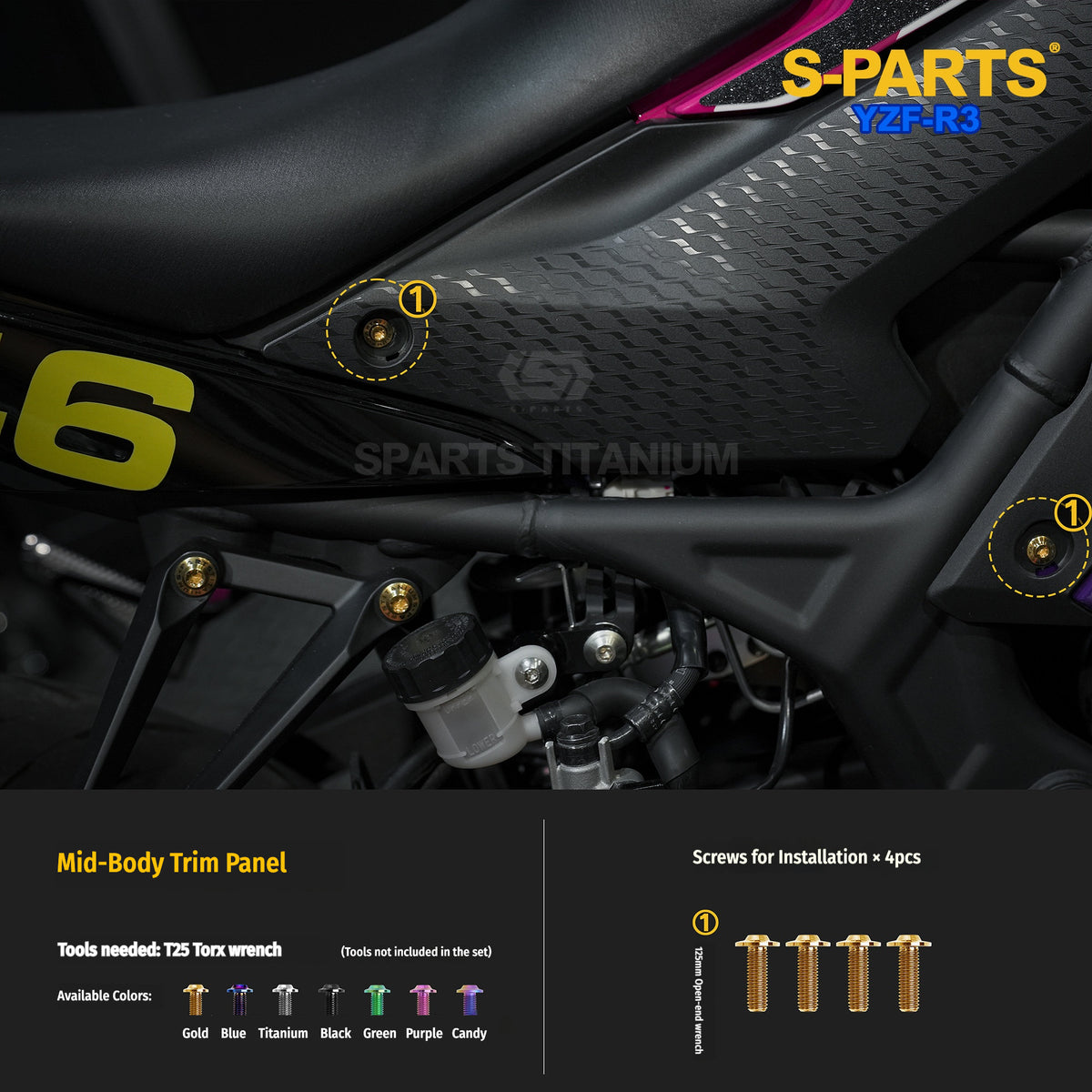 Yamaha YZF-R3 Titanium Fairing & Body Panel Bolts | SPARTS