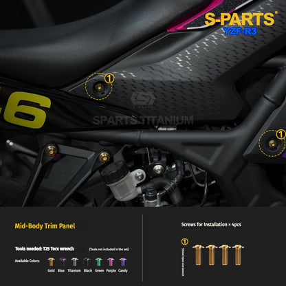 Yamaha YZF-R3 Titanium Fairing & Body Panel Bolts | SPARTS