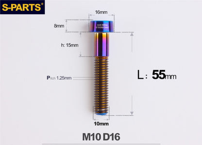 SPARTSTitanium Anti-Theft Fasteners M10×L20-80 D16 P1.25 – Brake Caliper Locking Screw for Motorcycle