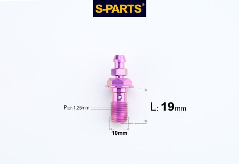 SPARTS M10 Single-Hole Banjo Bolt with Bleeder – Hex Head Titanium Bolt P1.0 / P1.25 for Motorcycles & Bicycles