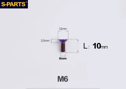 SPARTS M6×10–65mm Titanium Torx Countersunk Bolts for Motorcycle Frames