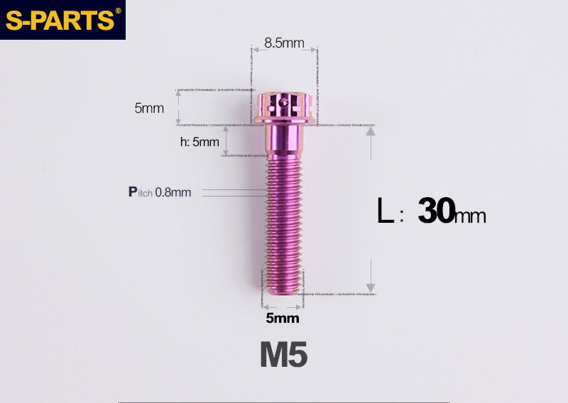 SPARTS M5×6-95mm Standard Head Screw Titanium Bolt for Motorcycle Modification
