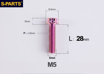 SPARTS M5×6-95mm Standard Head Screw Titanium Bolt for Motorcycle Modification