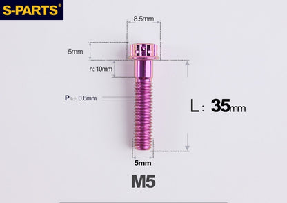 SPARTS M5×6-95mm Standard Head Screw Titanium Bolt for Motorcycle Modification