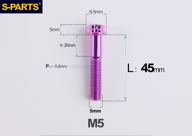 SPARTS M5×6-95mm Standard Head Screw Titanium Bolt for Motorcycle Modification
