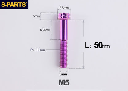 SPARTS M5×6-95mm Standard Head Screw Titanium Bolt for Motorcycle Modification