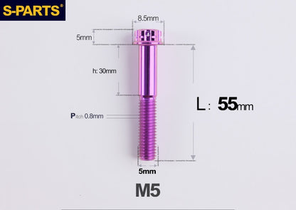 SPARTS M5×6-95mm Standard Head Screw Titanium Bolt for Motorcycle Modification