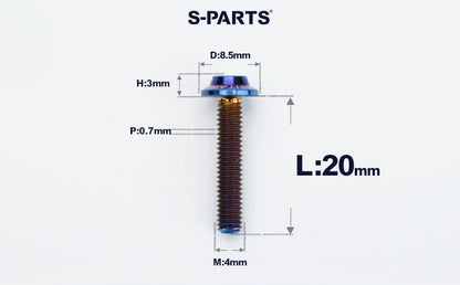 SPARTS M4✖️6–30mm D8.5 Titanium Torx Flanged Button Head Bolts