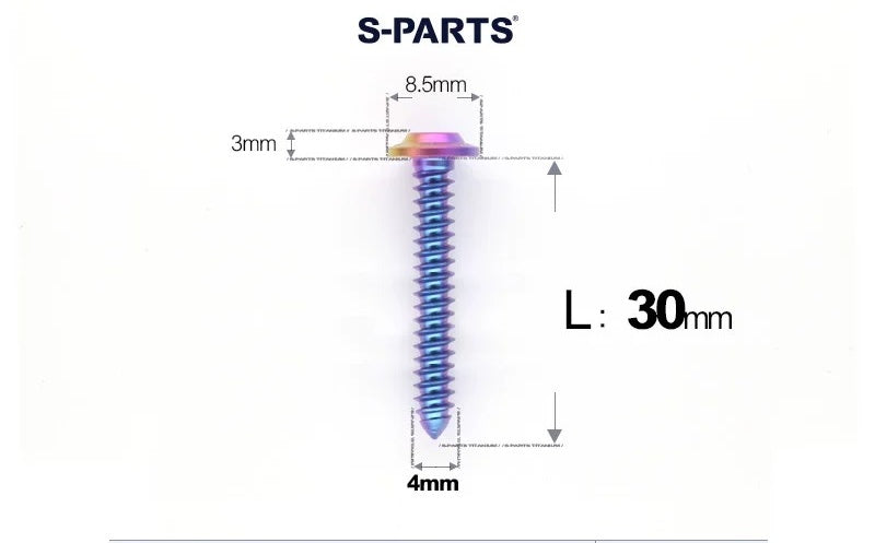 SPARTS M4 D8.5 Titanium Truss Head Self-Tapping Screws for Motorcycles