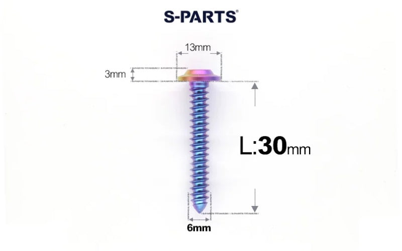 SPARTS M6 Titanium Flanged Button Head Self-Tapping Bolt D13
